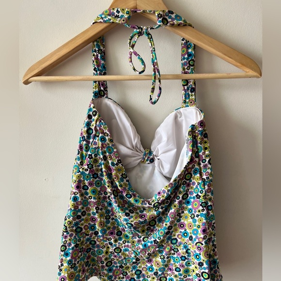 Coco Rave Floral Print Halter Bathing Suit Top M 34 C - Picture 2 of 8